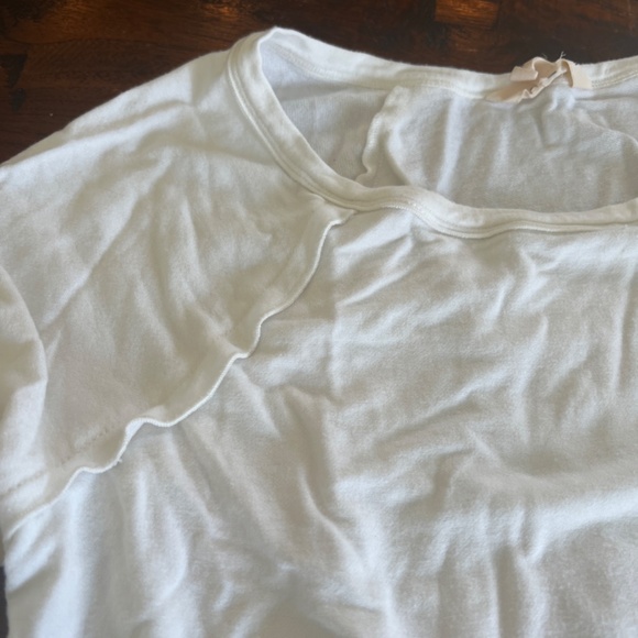 REBECCA TAYLOR Layered Look Exposed Seam Silk Ruffle Hem Long Sleeve Tee Top L - Picture 3 of 9